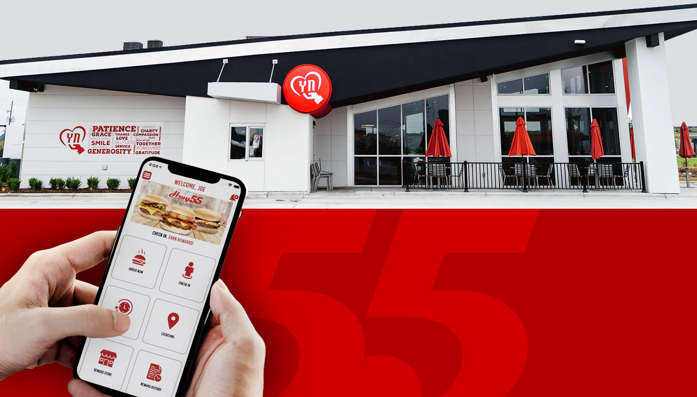 Hwy55 Rewards app on smartphone